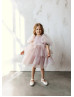 Puff Sleeves Tulle Tiered Flower Girl Dress